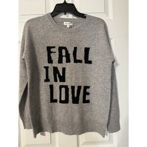 Spring + Mercer 100% Cashmere Sweater XL Fall In Love Gray Black Pullover $159